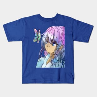 Beautiful druid elf girl with a butterfly Kids T-Shirt